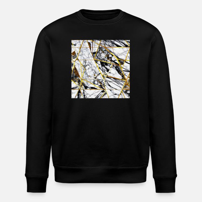 Marble Black White Gold Texture - Stanley/Stella ROLLER Unisex Organic Sweatshirt - black