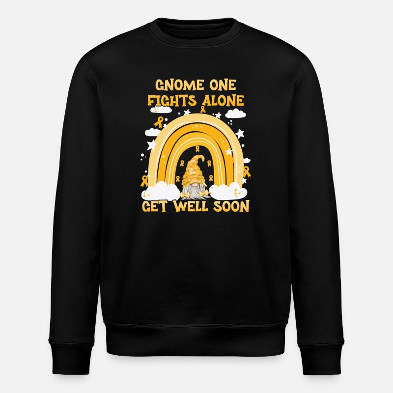 Gnome One Fights Alone Appendix Cancer - Stanley/Stella ROLLER Unisex Organic Sweatshirt - black