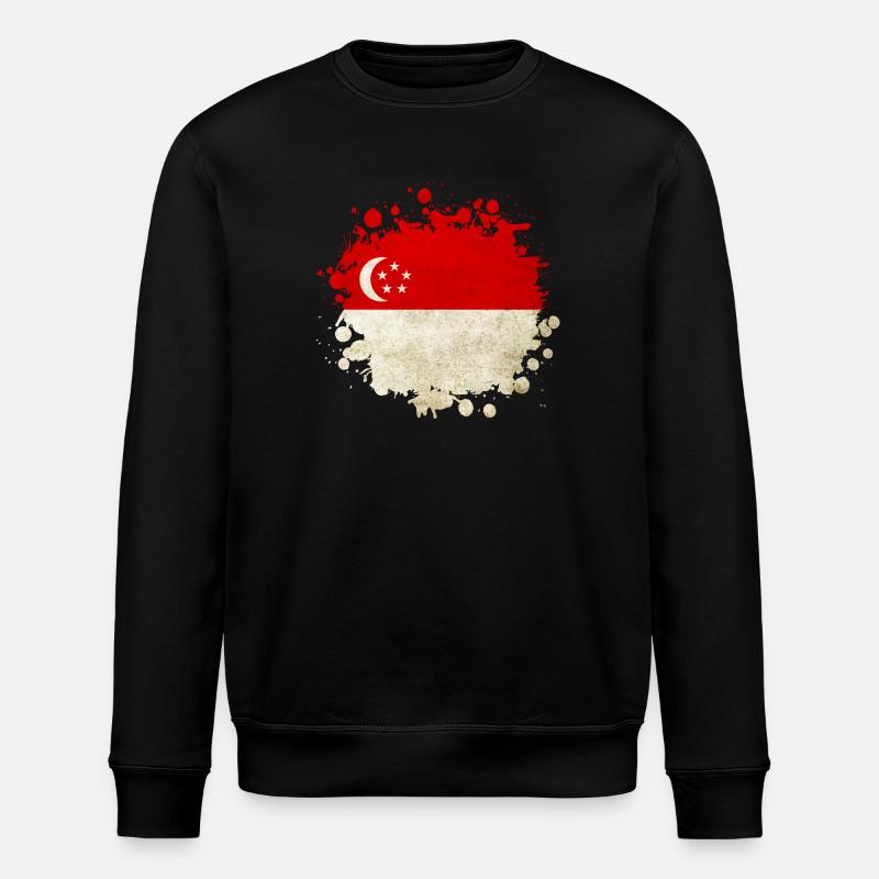 Singapore Flaggen Design - Stanley/Stella Unisex Bio-Sweatshirt ROLLER - Schwarz