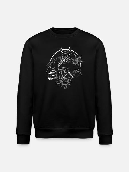 Deer Antler Christmas Yule Night - Stanley/Stella ROLLER Unisex Organic Sweatshirt - black