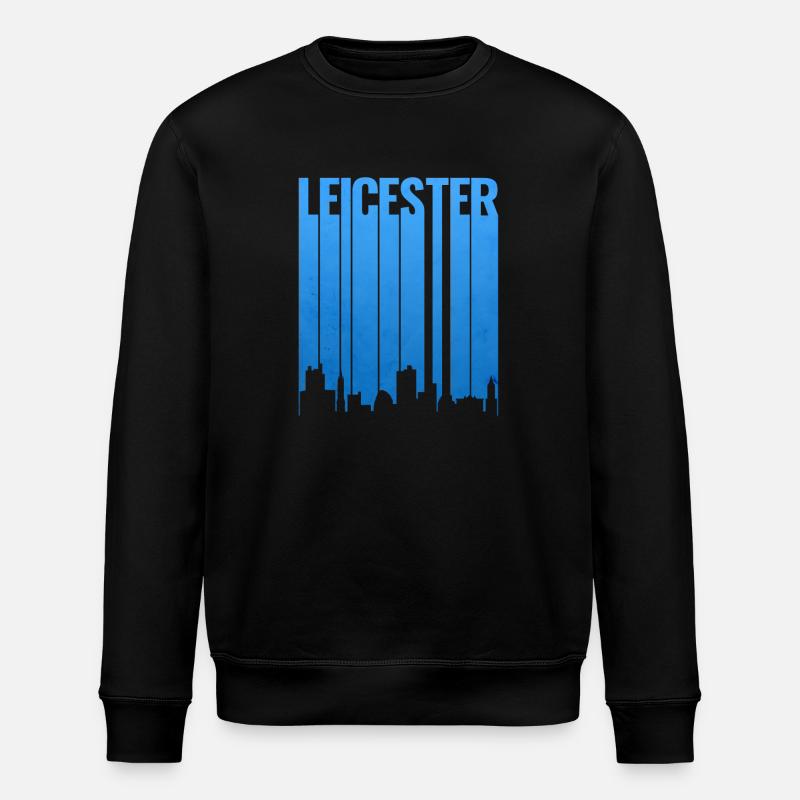 Leicester Skyline Blue Gradient - Stanley/Stella ROLLER Unisex Organic Sweatshirt - black