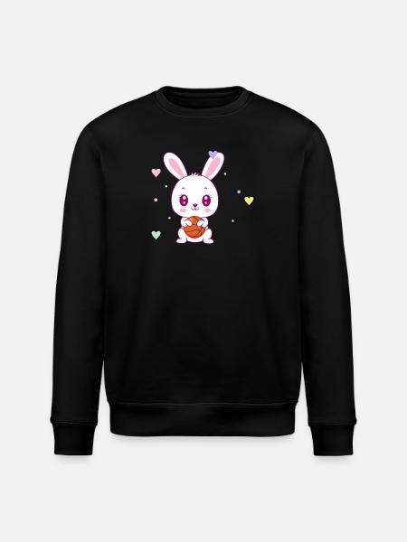 Cute Basketball Bunny - Stanley/Stella ROLLER Unisex Organic Sweatshirt - black