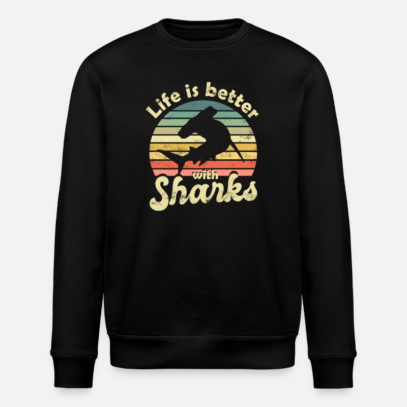 Shark Hammerhead Shark - Stanley/Stella ROLLER Unisex Organic Sweatshirt - black
