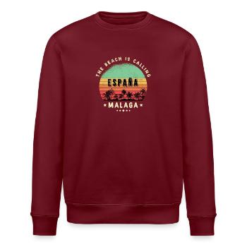 Malaga Spanien Strand Design - Stanley/Stella Unisex Bio-Sweatshirt ROLLER - Burgunderrot - Vorne - Nik (191cm)
