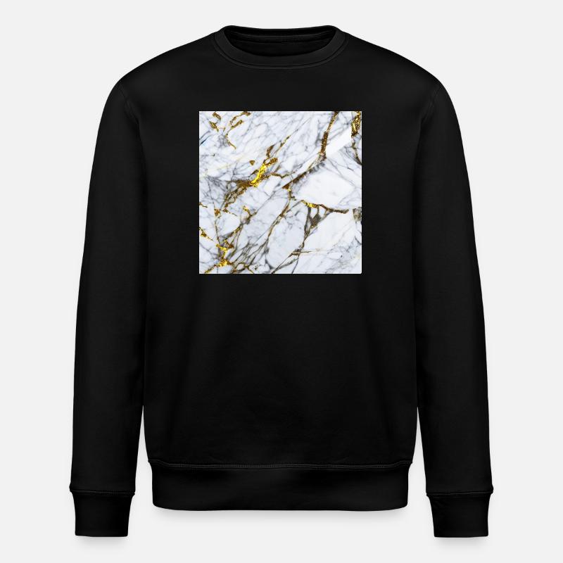 Marmor Weiß Gold Textur - Stanley/Stella Unisex Bio-Sweatshirt ROLLER - Schwarz