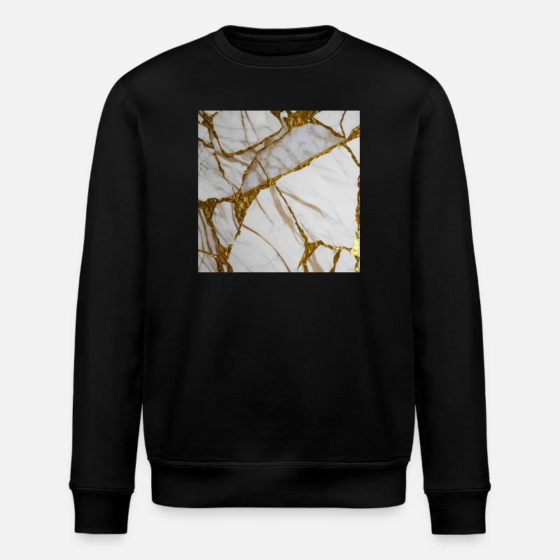 Marbling white-gold marble stone texture - Stanley/Stella ROLLER Unisex Organic Sweatshirt - black