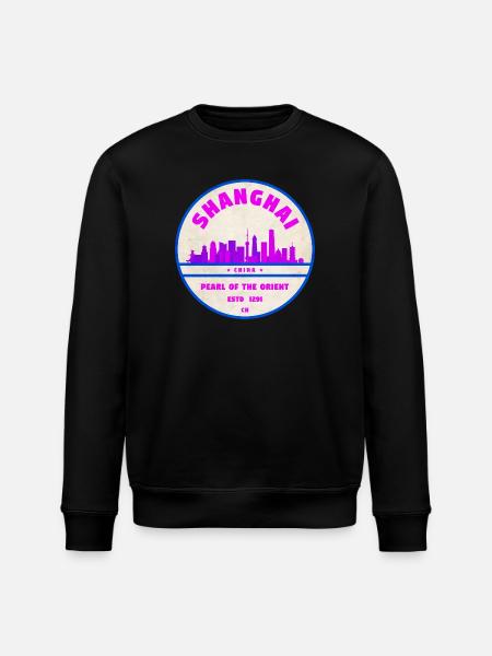 Shanghai China Skyline Badge - Stanley/Stella Unisex Bio-Sweatshirt ROLLER - Schwarz
