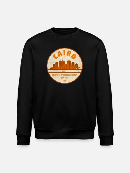 Kairo Retro Stadtsilhouette Badge - Stanley/Stella Unisex Bio-Sweatshirt ROLLER - Schwarz