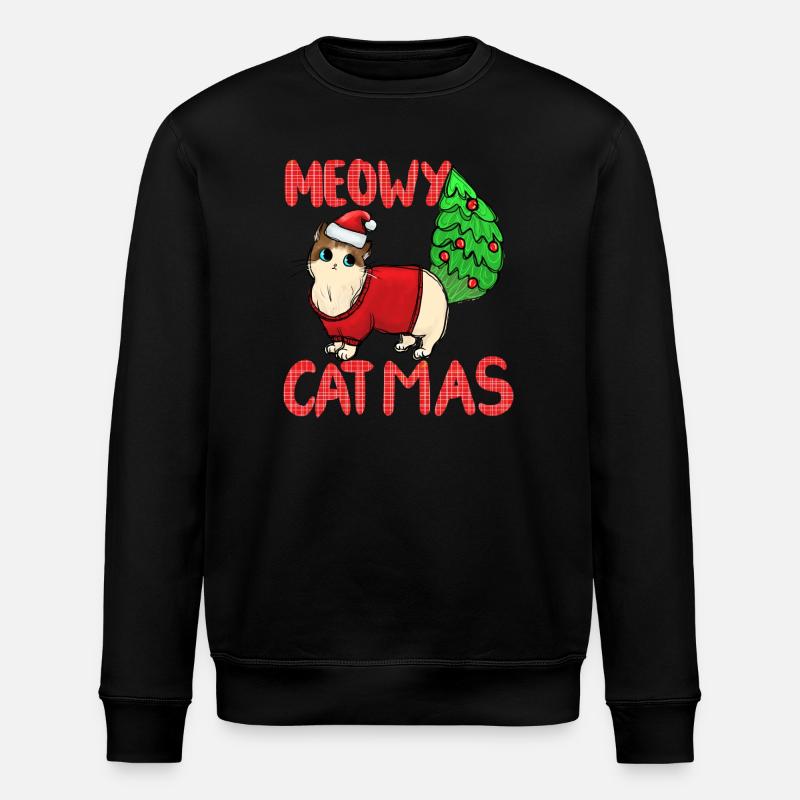 Pull de Noël Catmas Cat Meowy - Sweat bio ROLLER Stanley/Stella Unisexe - noir