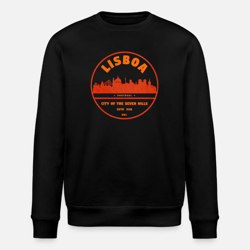 Lissabon Skyline Stempel - Stanley/Stella Unisex Bio-Sweatshirt ROLLER - Schwarz