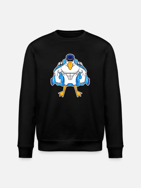 Muscular Seagull Seagull Gift - Stanley/Stella ROLLER Unisex Organic Sweatshirt - black