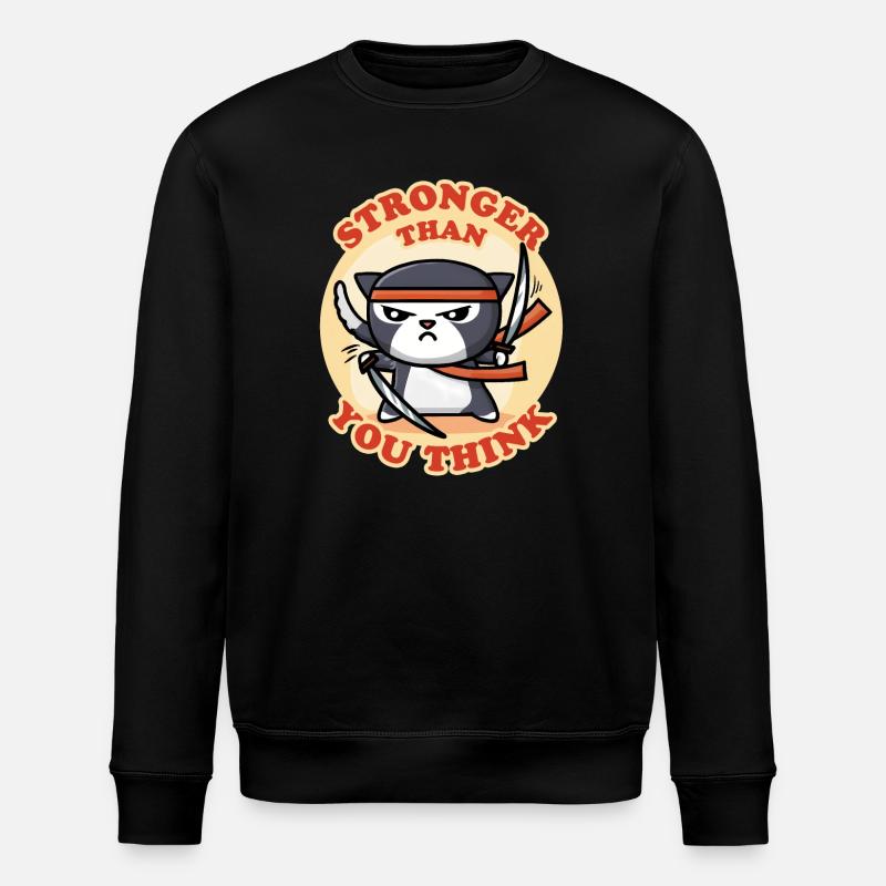 Ninja Cat - Stanley/Stella ROLLER Unisex Organic Sweatshirt - black