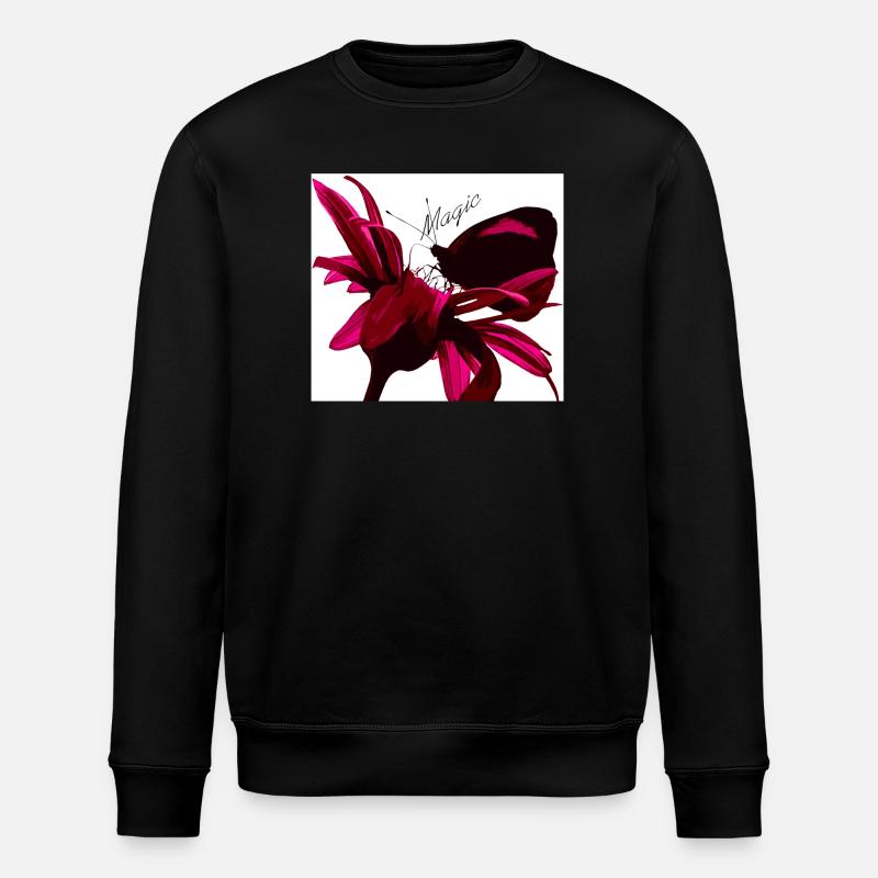 Magic butterfly red - Stanley/Stella ROLLER Unisex Organic Sweatshirt - black