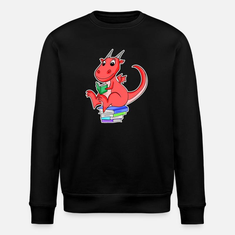 Bücher Drache Drachen - Stanley/Stella Unisex Bio-Sweatshirt ROLLER - Schwarz