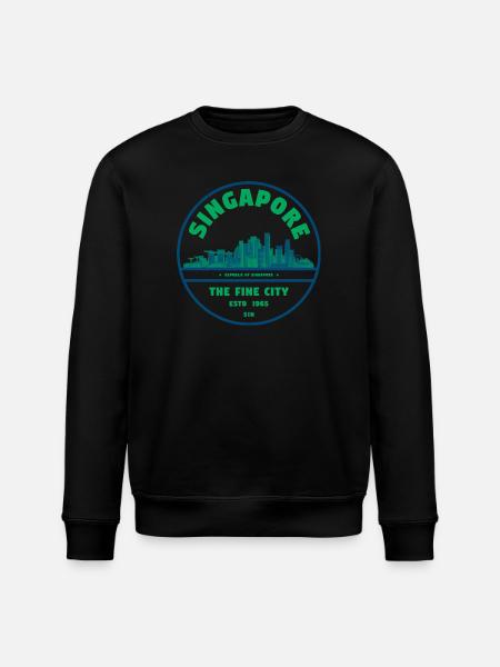 Singapore Skyline Emblem - Stanley/Stella ROLLER Unisex Organic Sweatshirt - black