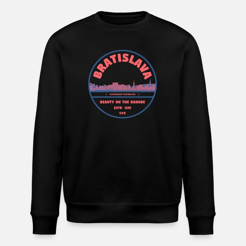 Bratislava Skyline Danube - Stanley/Stella ROLLER Unisex Organic Sweatshirt - black