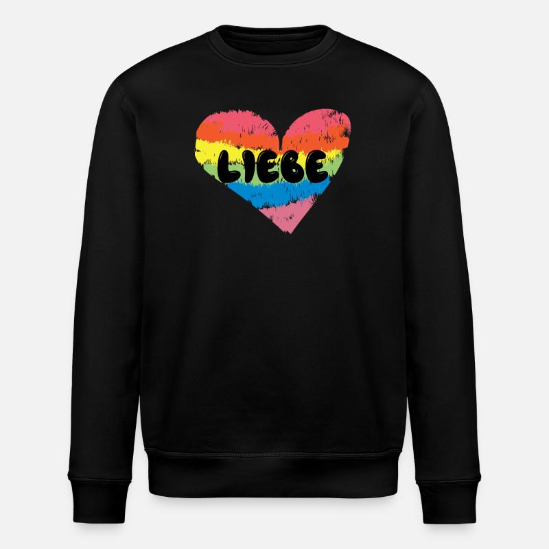 Lgbt Spruch Liebe Herz Beziehung Regenbogen - Stanley/Stella Unisex Bio-Sweatshirt ROLLER - Schwarz