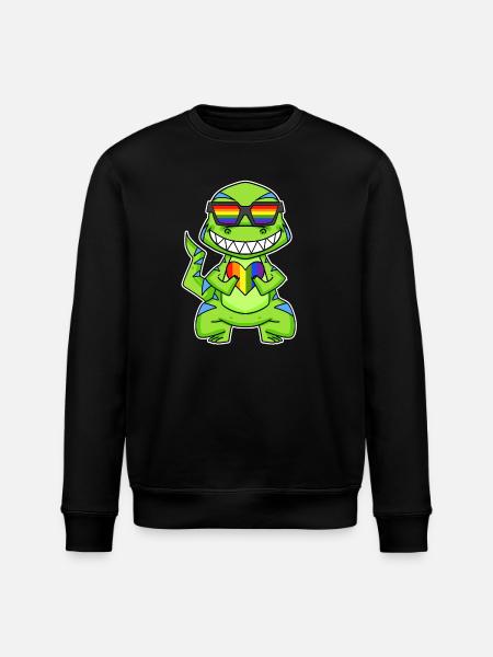 LGBT Animal Dinosaur Rainbow Heart - Stanley/Stella ROLLER Unisex Organic Sweatshirt - black