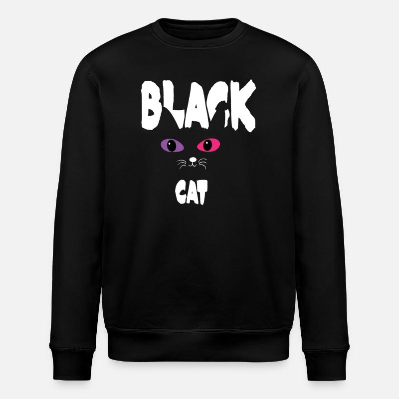 Black White Cat - Stanley/Stella ROLLER Unisex Organic Sweatshirt - black