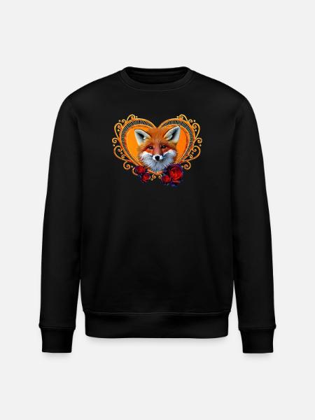 Wonderful fox head with heart - Stanley/Stella ROLLER Unisex Organic Sweatshirt - black