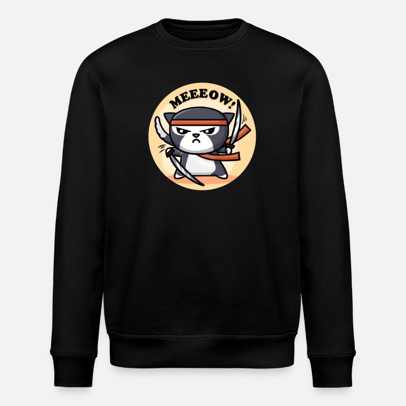 Süße Ninja Katze - Stanley/Stella Unisex Bio-Sweatshirt ROLLER - Schwarz