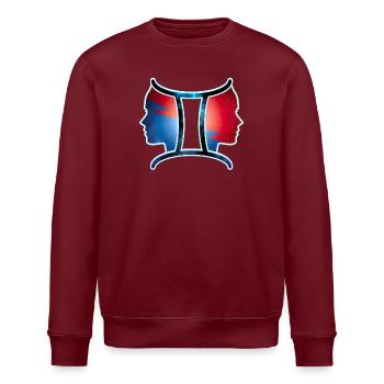 Tierkreiszeichen | Zwillingszeichen - Stanley/Stella Unisex Bio-Sweatshirt ROLLER - Burgunderrot - Vorne - Nik (191cm)