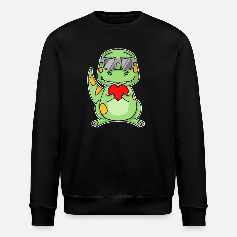Dinosaurier mit Herz - Liebe Romantisch - Stanley/Stella Unisex Bio-Sweatshirt ROLLER - Schwarz
