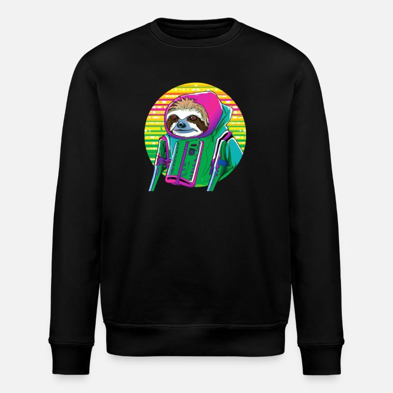 Cyber punk Sloth - Ukiyo-e style. - Stanley/Stella ROLLER Unisex Organic Sweatshirt - black