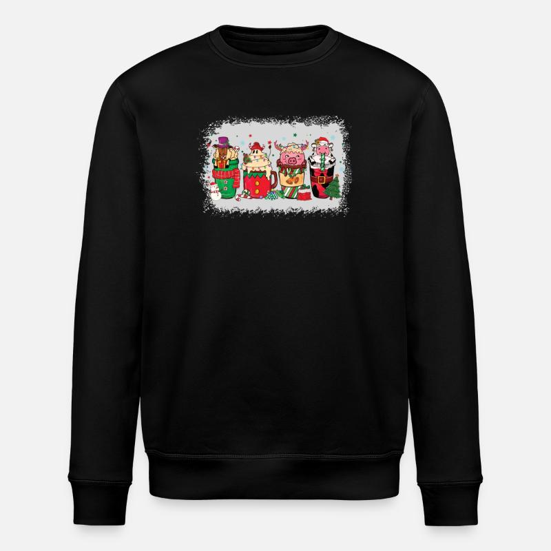 Christmas coffee cup bleached - Stanley/Stella ROLLER Unisex Organic Sweatshirt - black