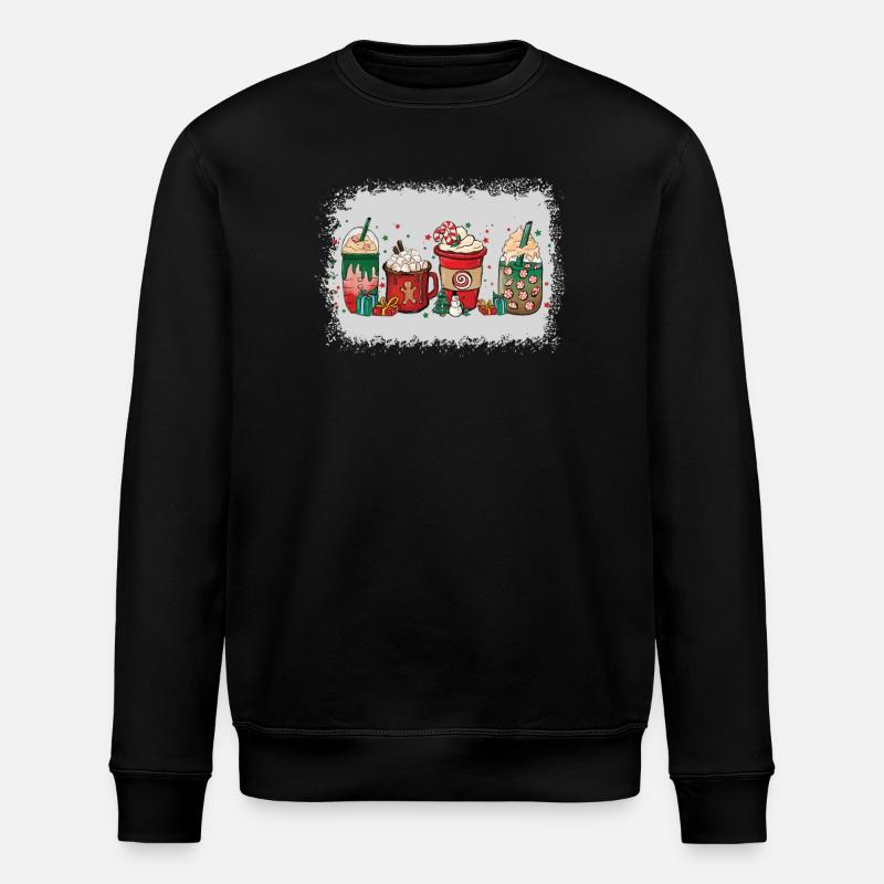 Christmas coffee cup bleached - Stanley/Stella ROLLER Unisex Organic Sweatshirt - black