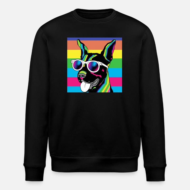 Psychedelische Welpen-Regenbogenbrille - Stanley/Stella Unisex Bio-Sweatshirt ROLLER - Schwarz