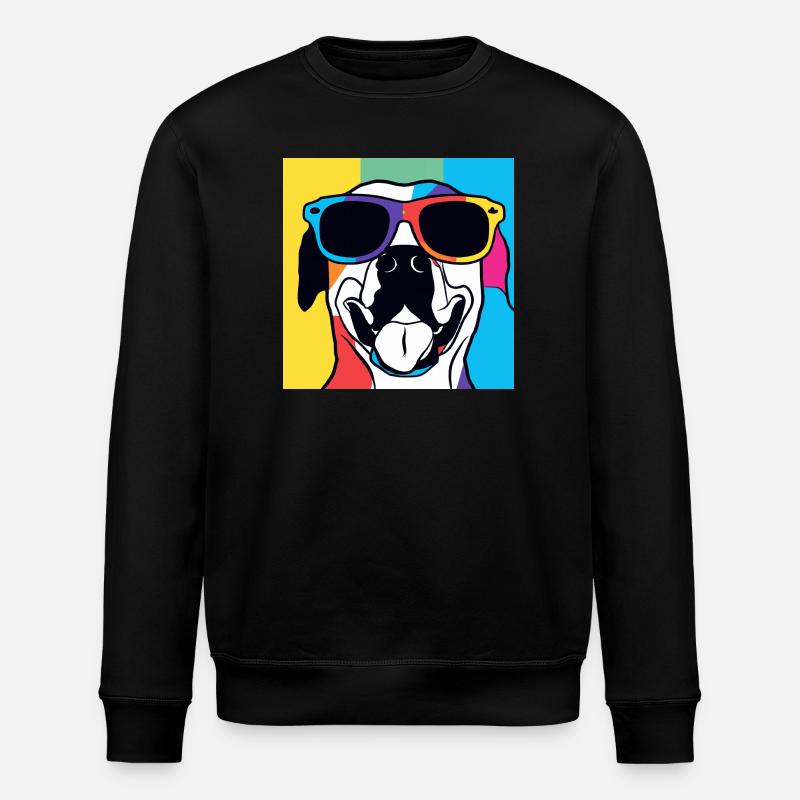 Lebendige Sunglass Pup Pop Pop Art - Stanley/Stella Unisex Bio-Sweatshirt ROLLER - Schwarz