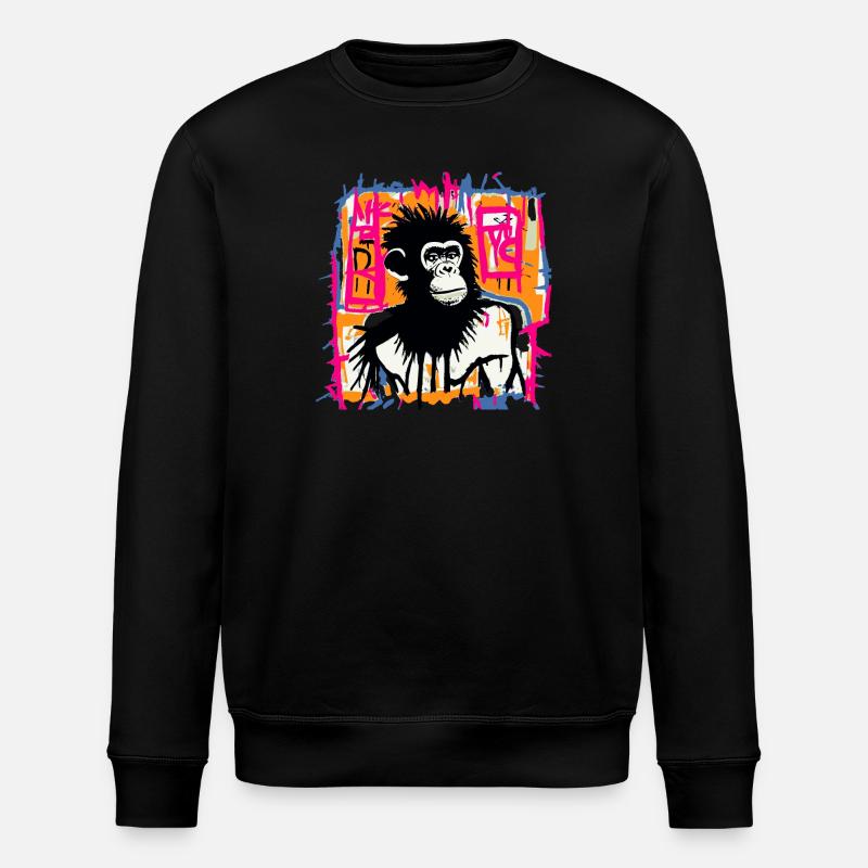 Schimpansen-Straßenkunst – Bunte Affengraffiti - Stanley/Stella Unisex Bio-Sweatshirt ROLLER - Schwarz