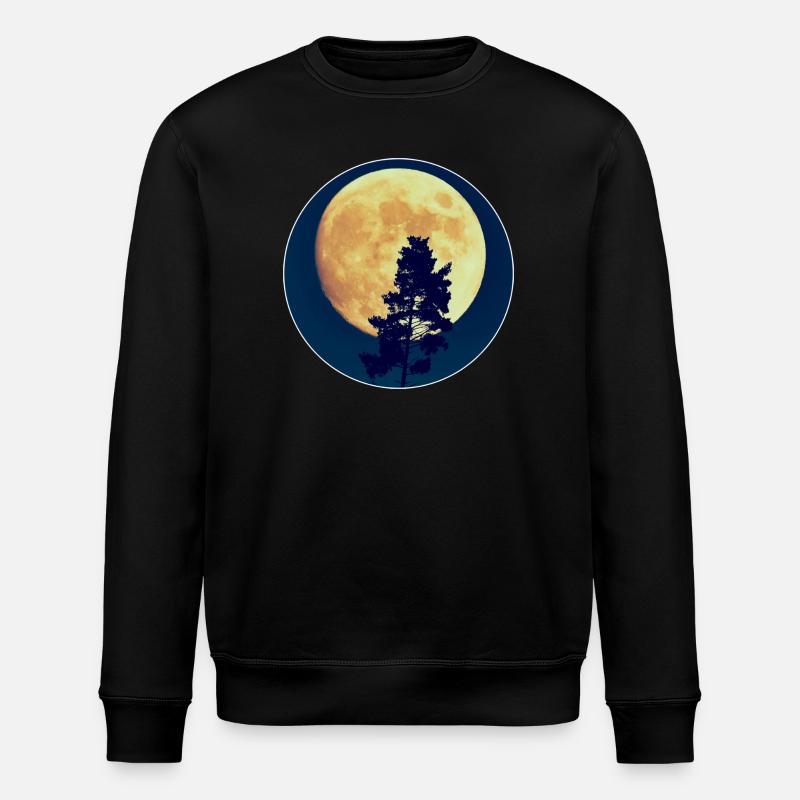 Moonlit Night Forest Silhouette - Stanley/Stella ROLLER Unisex Organic Sweatshirt - black