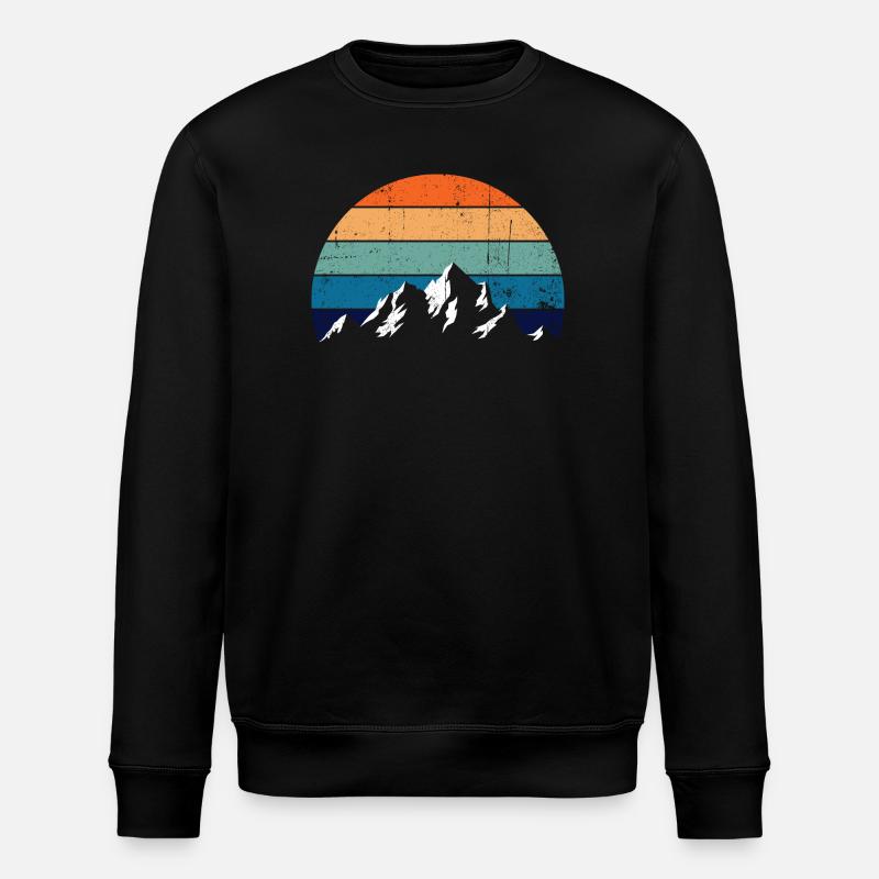 Retro Mountain Sunset Gradient - Stanley/Stella Unisex Bio-Sweatshirt ROLLER - Schwarz