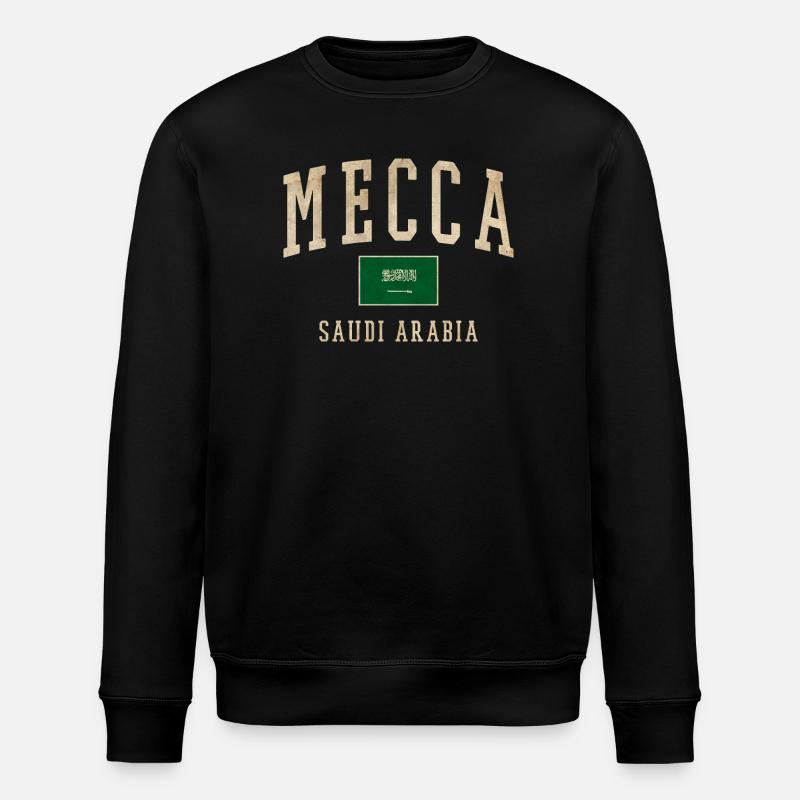 Mecca Saudi Retro Emblem - Stanley/Stella ROLLER Unisex Organic Sweatshirt - black