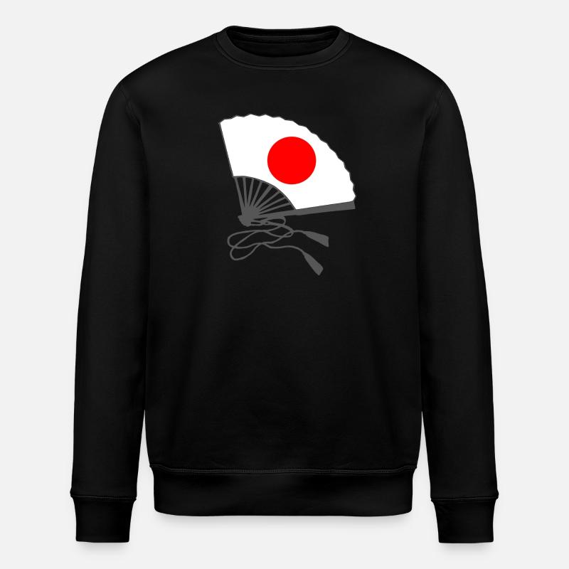 japanflaggen muster, japanischer fächer - Stanley/Stella Unisex Bio-Sweatshirt ROLLER - Schwarz