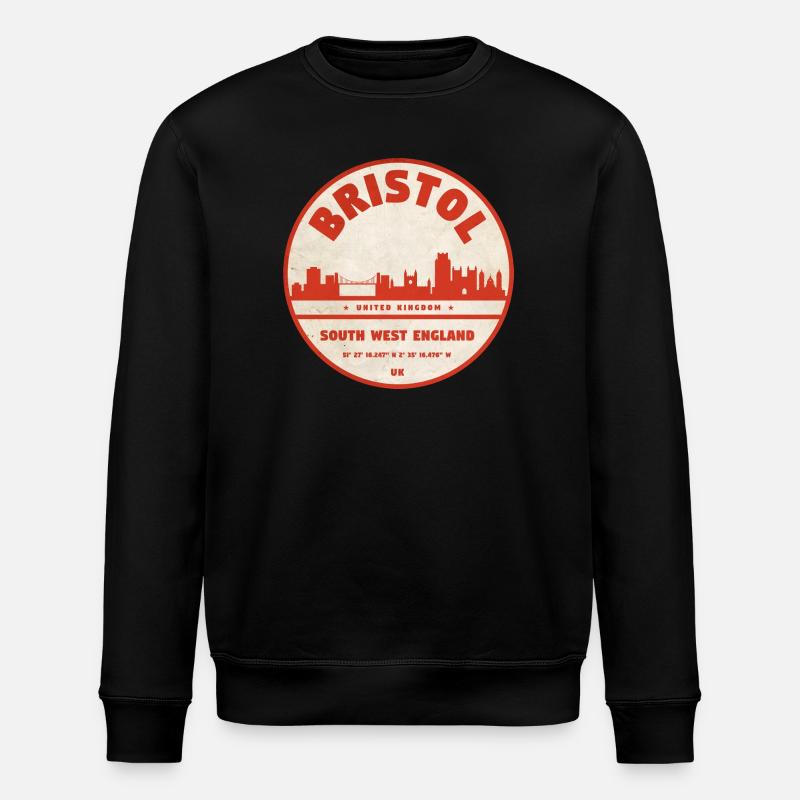 Bristol Skyline Retro Emblem - Stanley/Stella Unisex Bio-Sweatshirt ROLLER - Schwarz