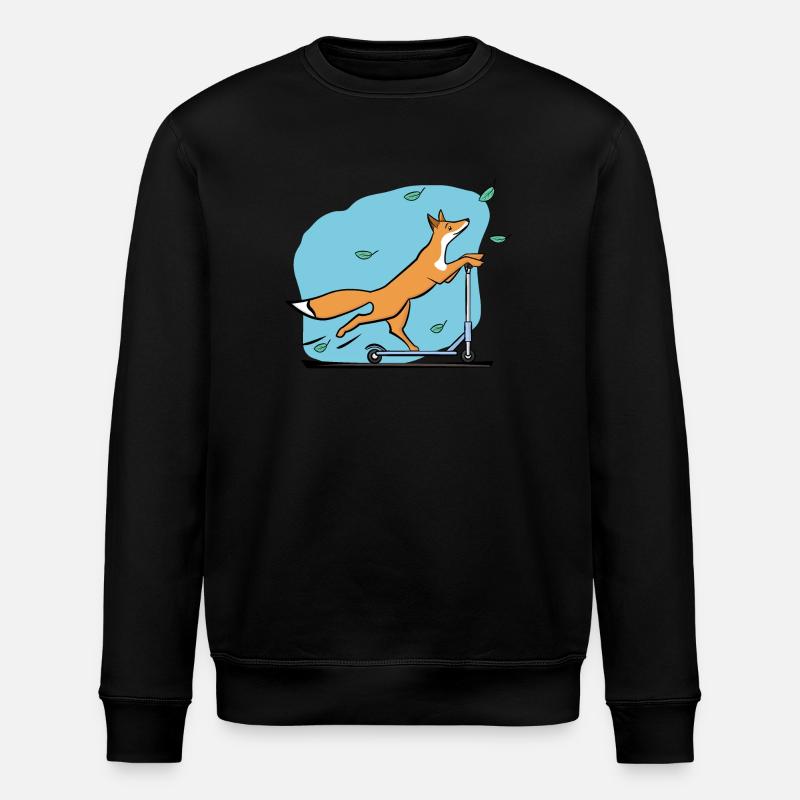 Fox with scooter - Stanley/Stella ROLLER Unisex Organic Sweatshirt - black