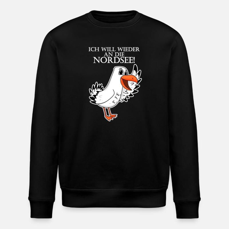 Nordsee Plattdeutsch Spruch Moin Möwe - Stanley/Stella Unisex Bio-Sweatshirt ROLLER - Schwarz
