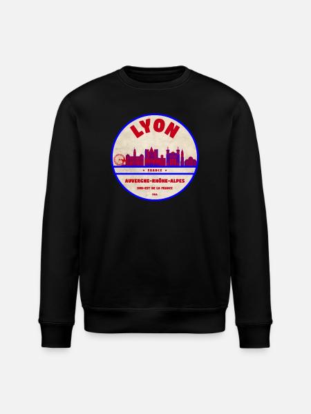 Lyon Vintage Skyline Patch - Stanley/Stella ROLLER Unisex Organic Sweatshirt - black