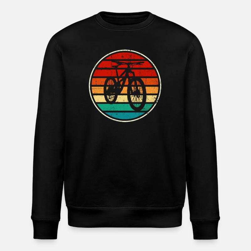 Retro Rainbow Bicycle Sunset - Stanley/Stella ROLLER Unisex Organic Sweatshirt - black