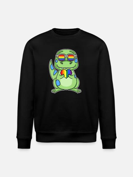 Gay Rainbow Heart Dinosaurs - Stanley/Stella ROLLER Unisex Organic Sweatshirt - black