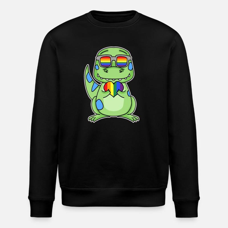 Gay Regenbogen Herz Dinosaurier - Stanley/Stella Unisex Bio-Sweatshirt ROLLER - Schwarz