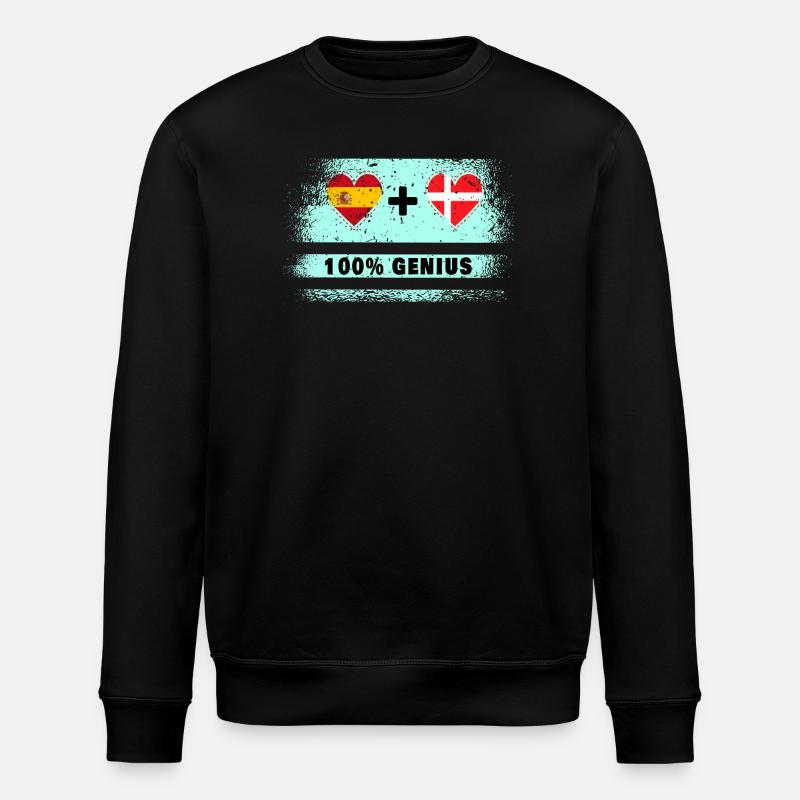 Spanien und Dänemark Flagge 100% genial - Stanley/Stella Unisex Bio-Sweatshirt ROLLER - Schwarz