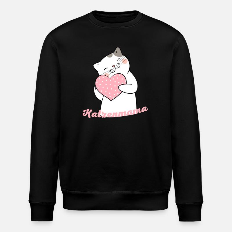 Katzenmama Herzliebe - Stanley/Stella Unisex Bio-Sweatshirt ROLLER - Schwarz
