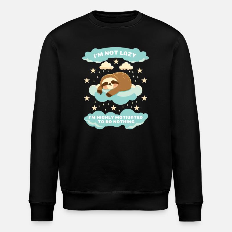 Sleeping Faultsloth Motivation - Stanley/Stella ROLLER Unisex Organic Sweatshirt - black