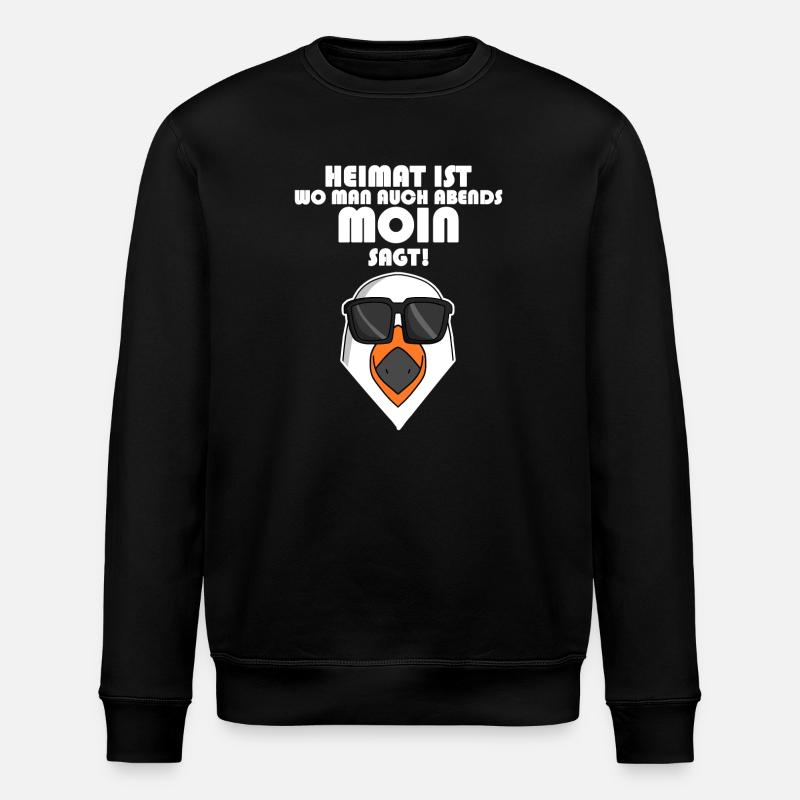 Plattdeutsch Spruch Moin Möwe Nordsee - Stanley/Stella Unisex Bio-Sweatshirt ROLLER - Schwarz