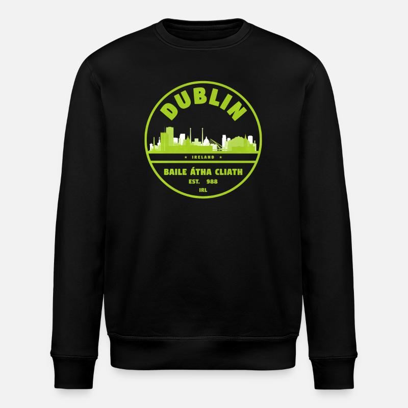Dublin Skyline Stamp - Stanley/Stella ROLLER Unisex Organic Sweatshirt - black