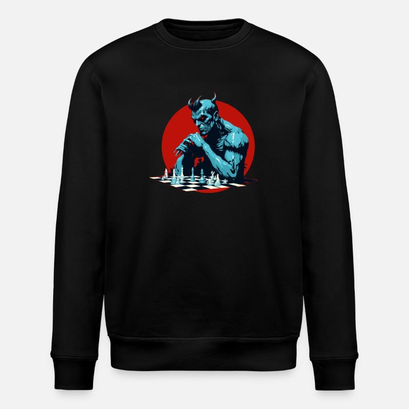 Dämon beim Schachspielen - Stanley/Stella Unisex Bio-Sweatshirt ROLLER - Schwarz